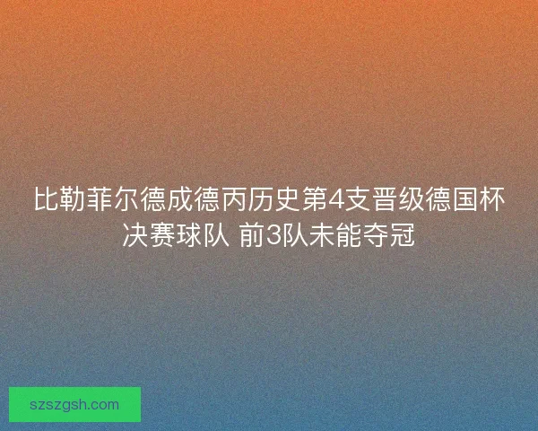 比勒菲尔德成德丙历史第4支晋级德国杯决赛球队 前3队未能夺冠