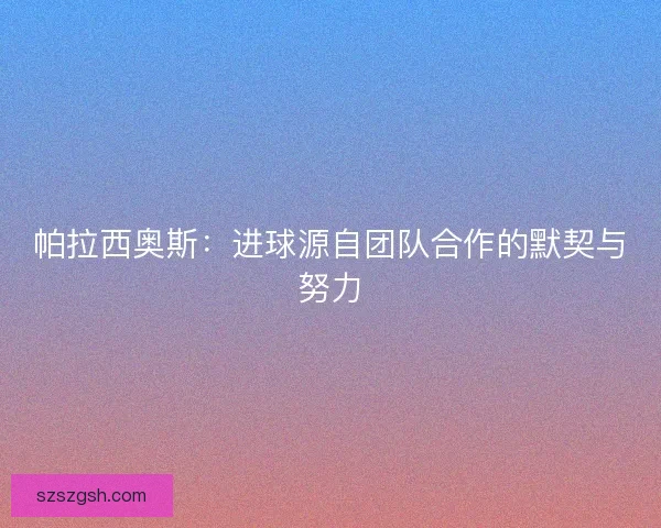 帕拉西奥斯：进球源自团队合作的默契与努力