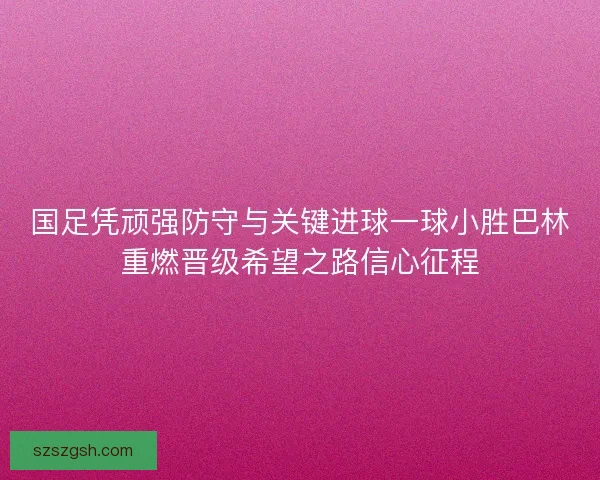 国足凭顽强防守与关键进球一球小胜巴林重燃晋级希望之路信心征程